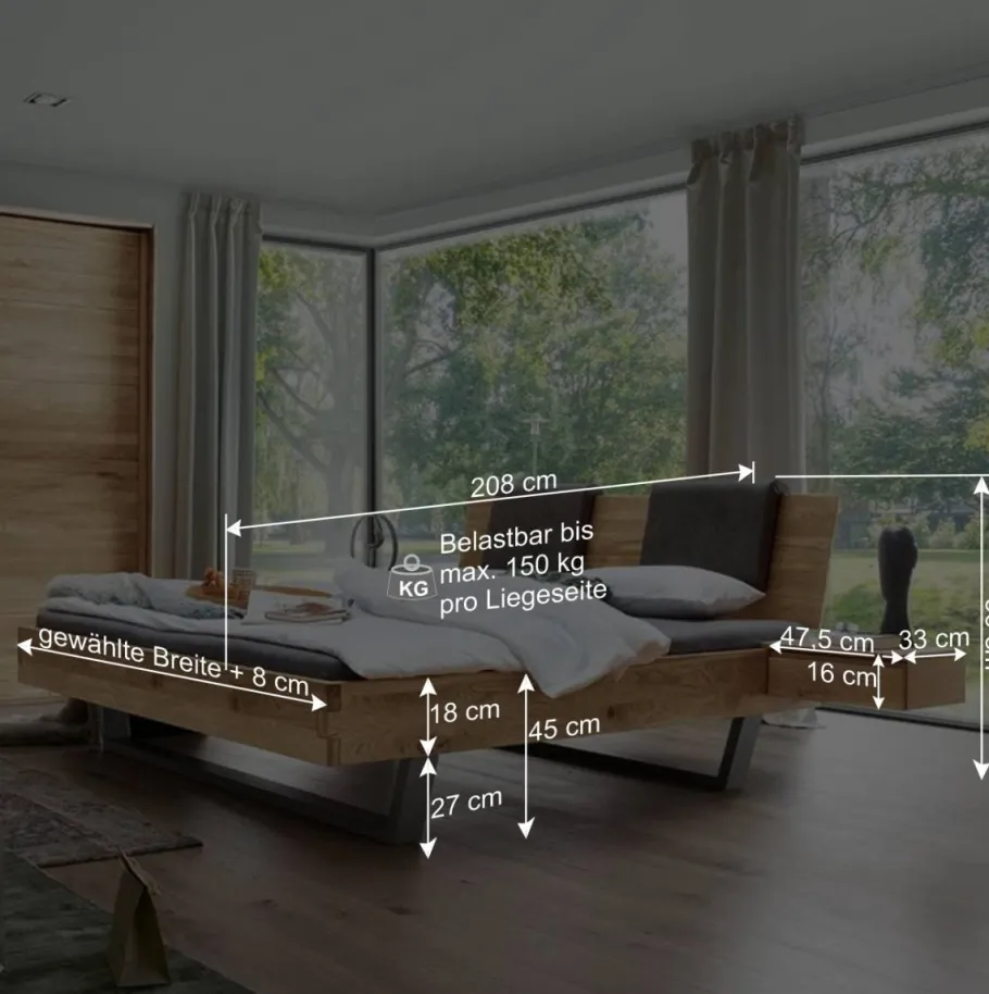 Sale Wohnen Designbett & Hänge-Nachttische - Aryvano (dreiteilig)