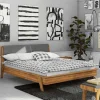 Clearance Wohnen Designbett aus Holz Wildeiche - Hardus