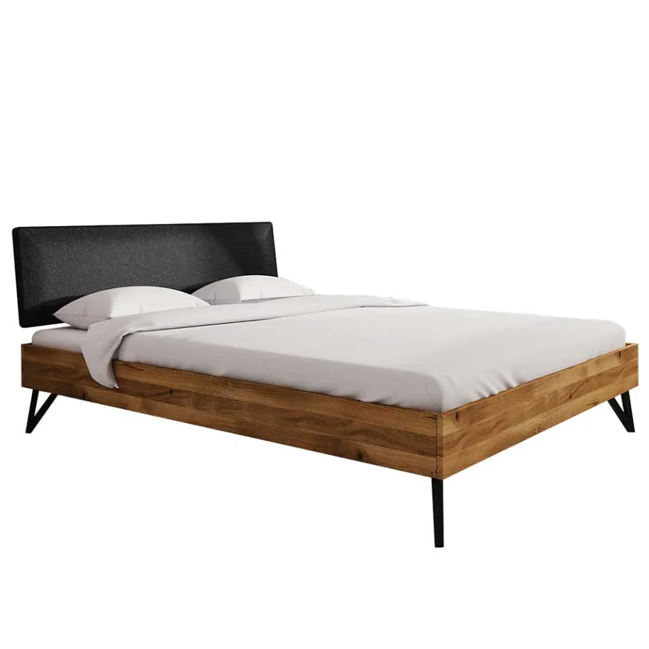 Best Wohnen Designbett aus Wildeiche Natur & Stahl Schwarz - Mandirov