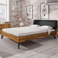 Best Wohnen Designbett aus Wildeiche Natur & Stahl Schwarz - Mandirov