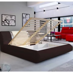 New Wohnen Designbett in Dunkelbraun mit Creme - Dyronna