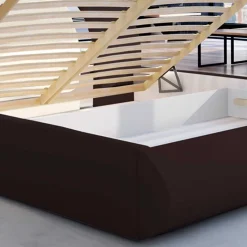New Wohnen Designbett in Dunkelbraun mit Creme - Dyronna