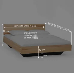 Wohnen Designbett in Schwebeoptik Puig mit Nachttisch Set (dreiteilig)