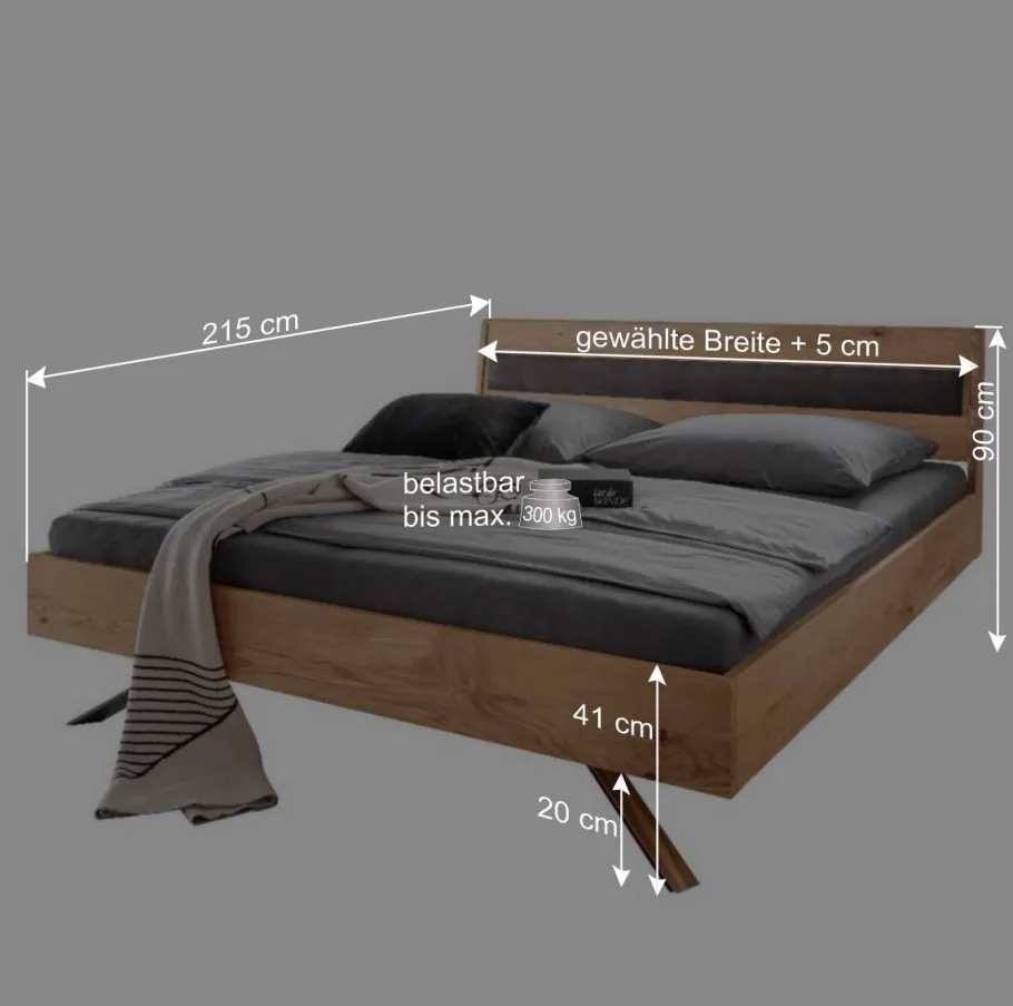 Sale Wohnen Designbett in Wildeiche - Mutsu