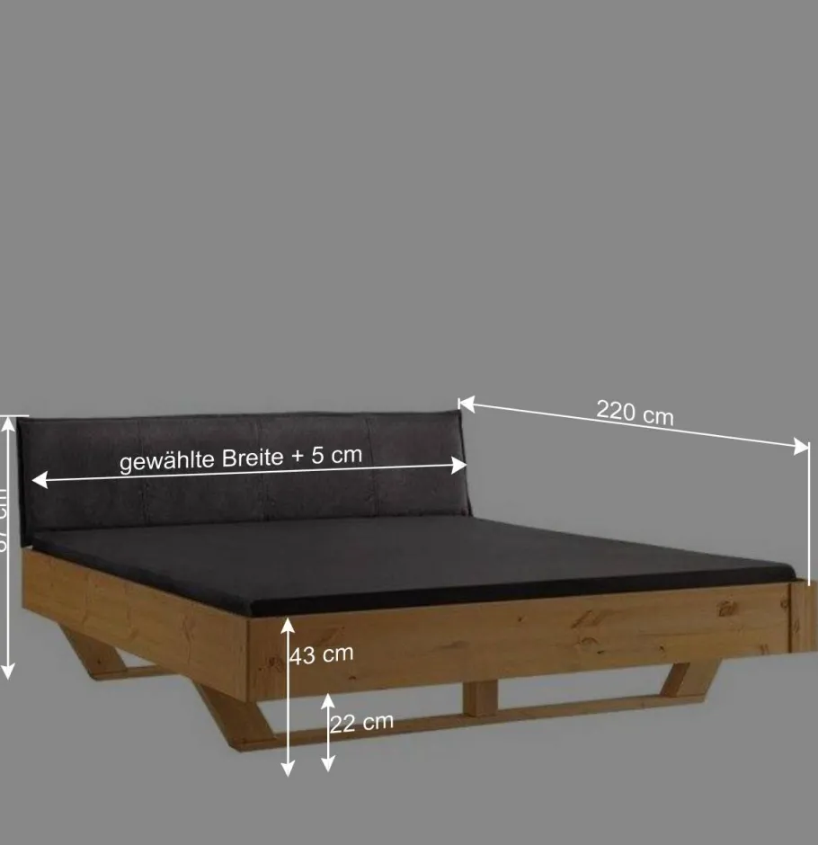 Sale Wohnen Designbett mit Holzkufen aus Kiefer gelaugt - Ravilon