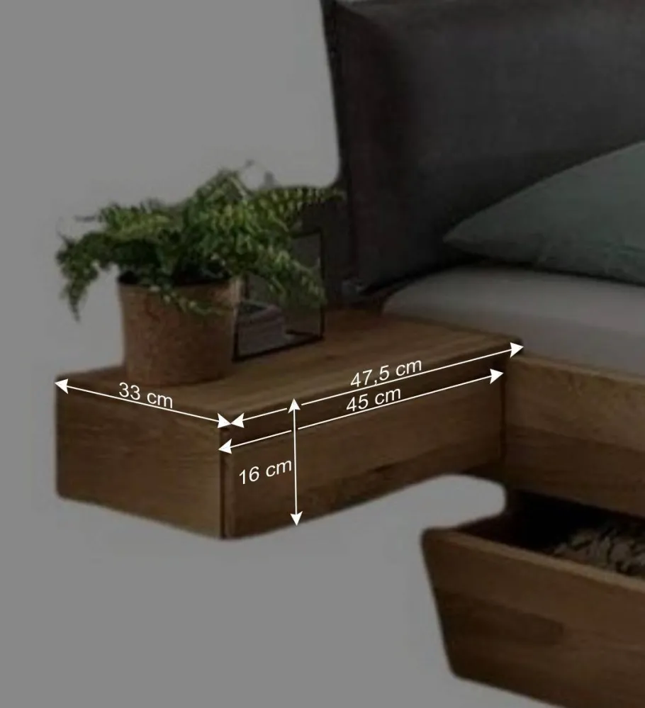 Online Wohnen Designbett mit zwei Bettkästen aus Wildeiche - Zennian (dreiteilig)