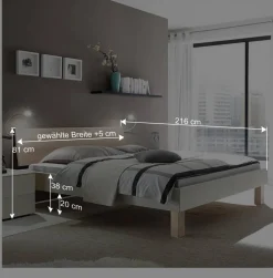 Online Wohnen Design-Doppelbett in hellem Esche Dekor & Weiß - Ezianas