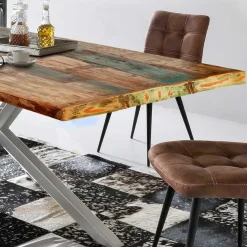 Wohnen Designer Altholz Esstisch in Mehrfarbig - Dembley