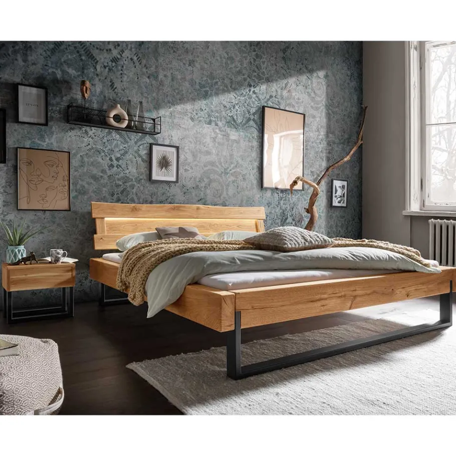 Best Wohnen Designer Balkenbett Wildeiche mit LED - Elise