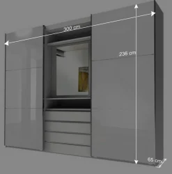 Outlet Wohnen Designer Kleiderschrank mit Schwebetüren - Gastruna