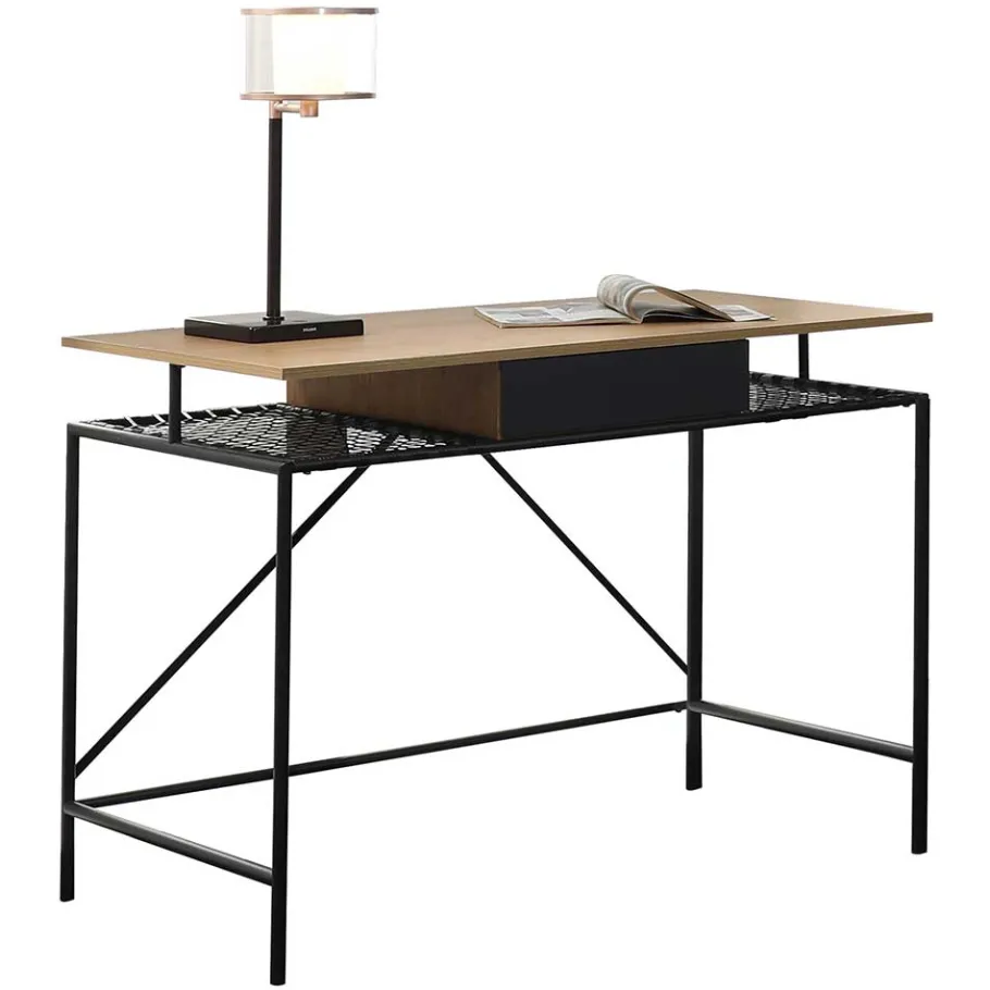Best Wohnen Designer Schreibtisch mit Ablagen aus Kunstrattan - Zavias