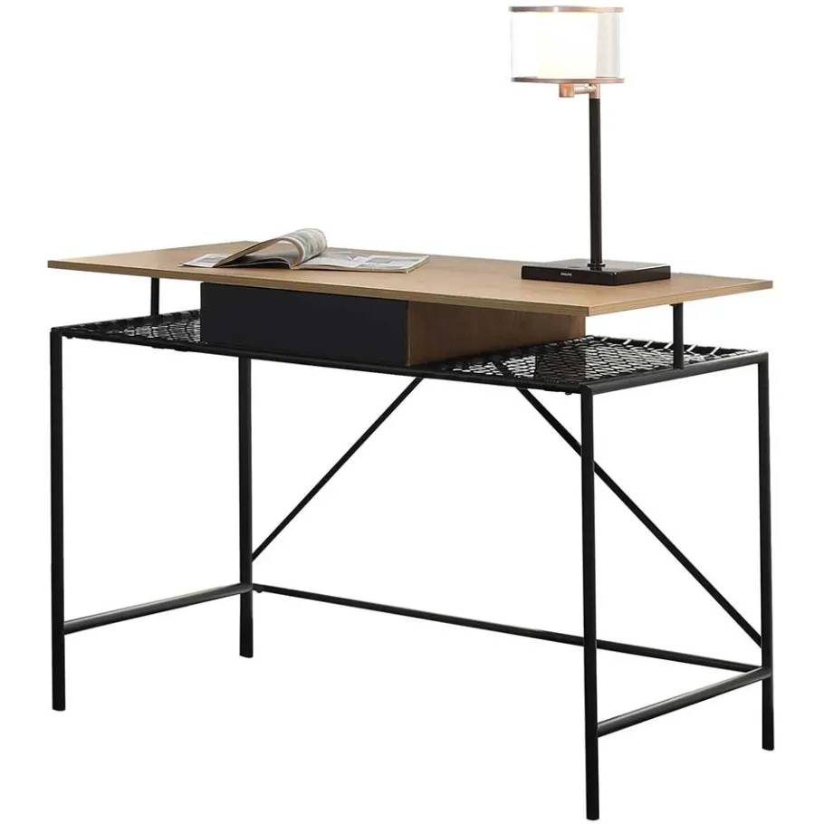 Best Wohnen Designer Schreibtisch mit Ablagen aus Kunstrattan - Zavias