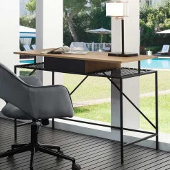 Best Wohnen Designer Schreibtisch mit Ablagen aus Kunstrattan - Zavias