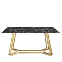 Clearance Wohnen Designer Tisch mit Glasplatte in Marmor Optik - Mooney