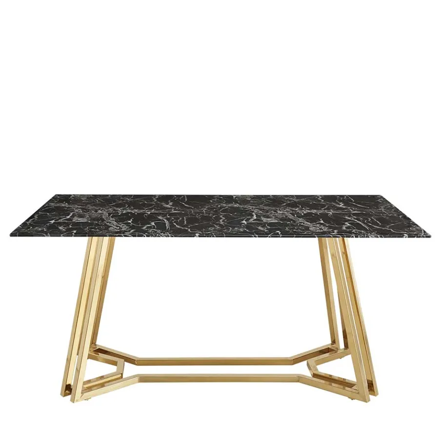 Clearance Wohnen Designer Tisch mit Glasplatte in Marmor Optik - Mooney