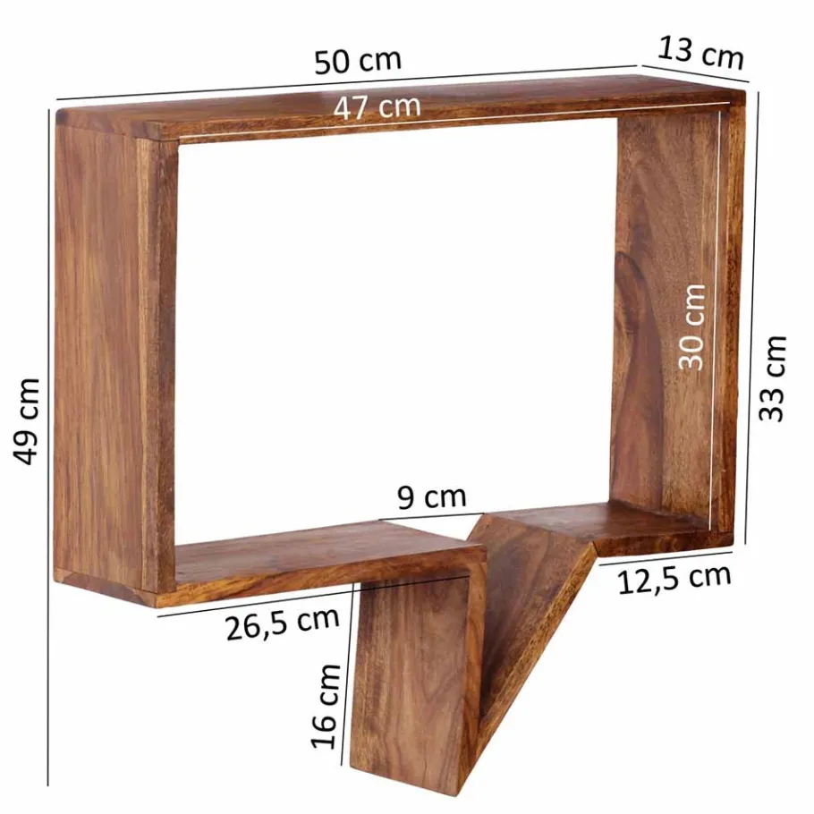 Best Wohnen Designer Wandregal Set Hoslo aus Massivholz Sheesham (zweiteilig)