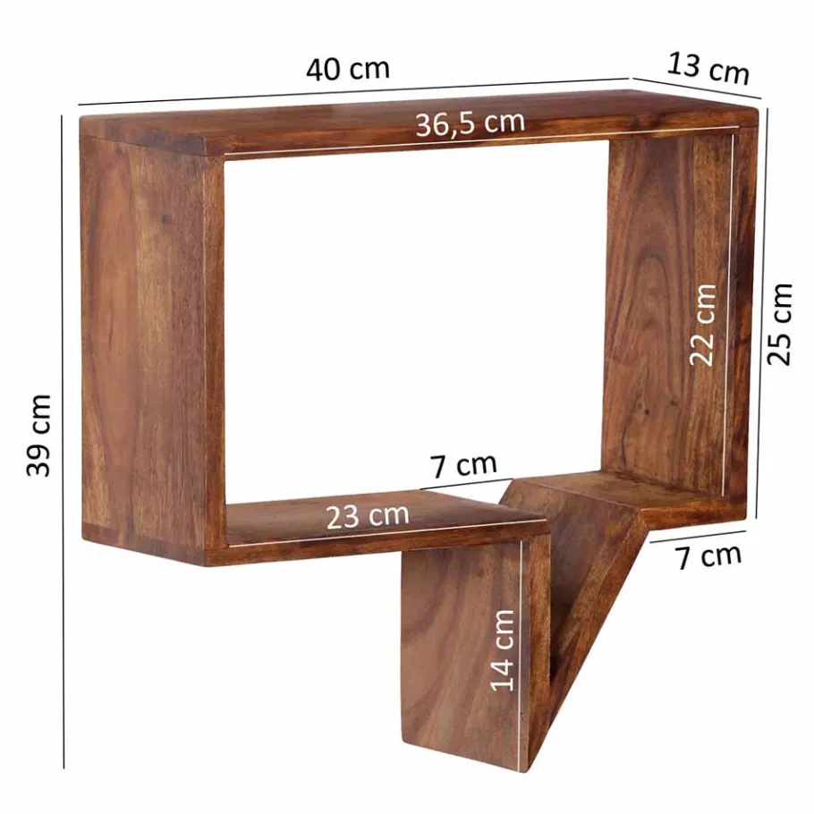 Best Wohnen Designer Wandregal Set Hoslo aus Massivholz Sheesham (zweiteilig)