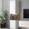 New Wohnen Designer Wohnzimmervitrine in Weiß und Eiche Bianco - Miloris