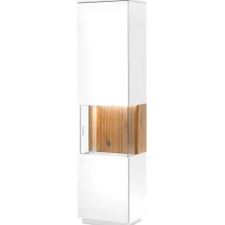 New Wohnen Designer Wohnzimmervitrine in Weiß und Eiche Bianco - Miloris