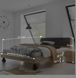 Outlet Wohnen Designerbett mit Metallfüßen in Rad Optik - Nesut