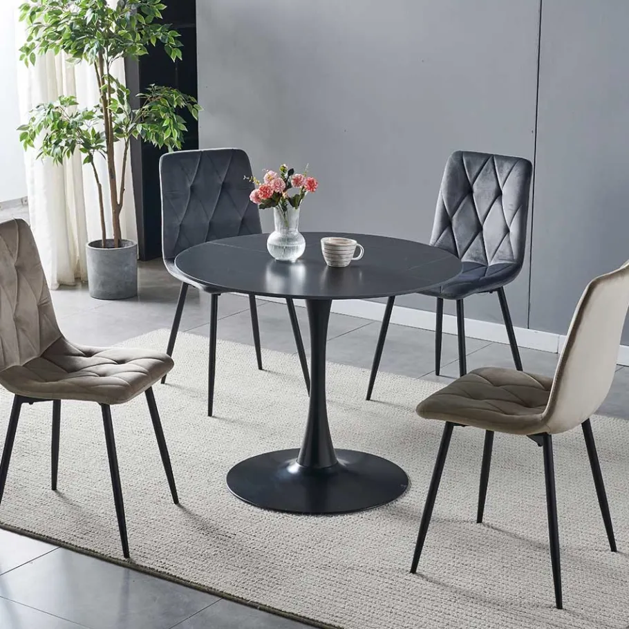 Wohnen Designtisch aus Sinterstein mit Trompetenfuß - Memphis
