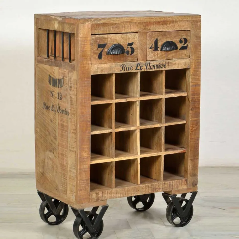 Sale Wohnen Design-Weinregal Indri aus Mangoholz