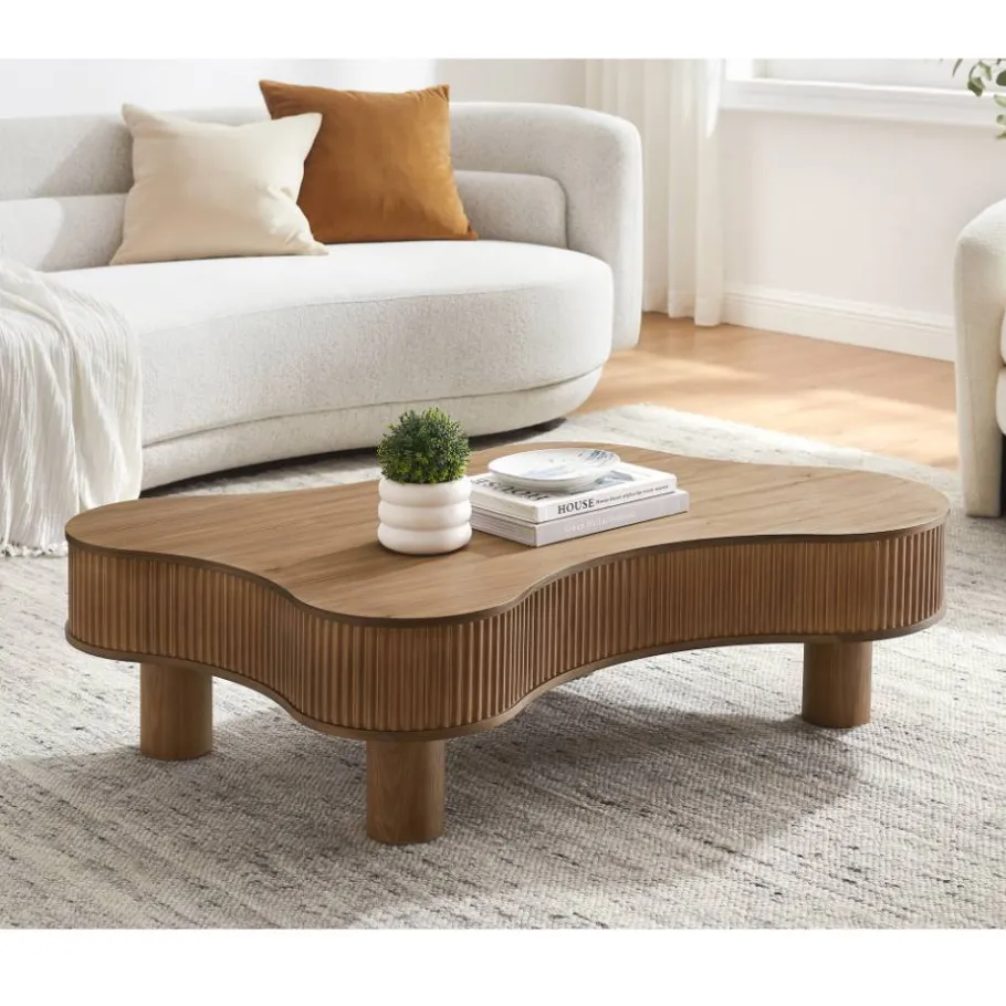 New Wohnen Design-Wohnzimmertisch in Walnuss Furnier - Foliage