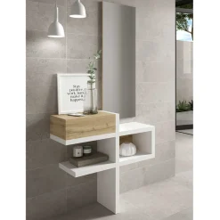 Outlet Wohnen Dielen Möbel & Spiegel in Weiß & Wildeiche - Polaris (zweiteilig)