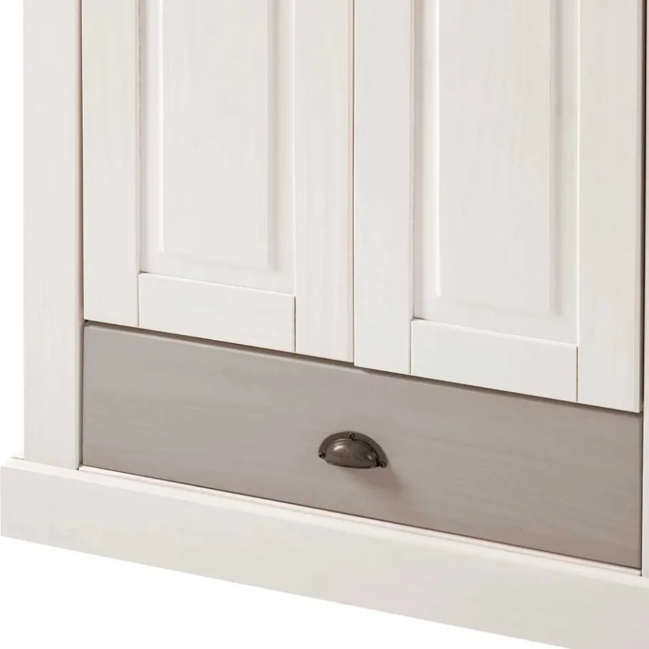 New Wohnen Dielenschrank in Weiß mit Grau - Lucasario