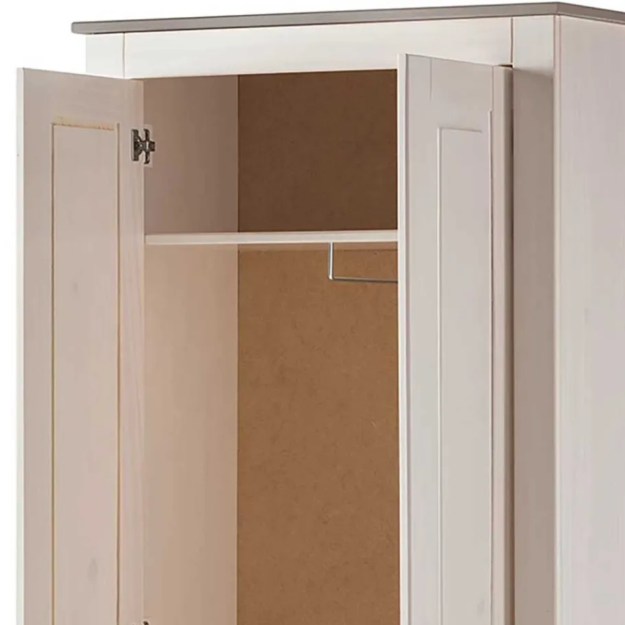 New Wohnen Dielenschrank in Weiß mit Grau - Lucasario
