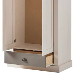 New Wohnen Dielenschrank in Weiß mit Grau - Lucasario