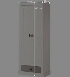 New Wohnen Dielenschrank in Weiß mit Grau - Lucasario