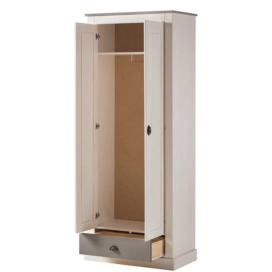 New Wohnen Dielenschrank in Weiß mit Grau - Lucasario
