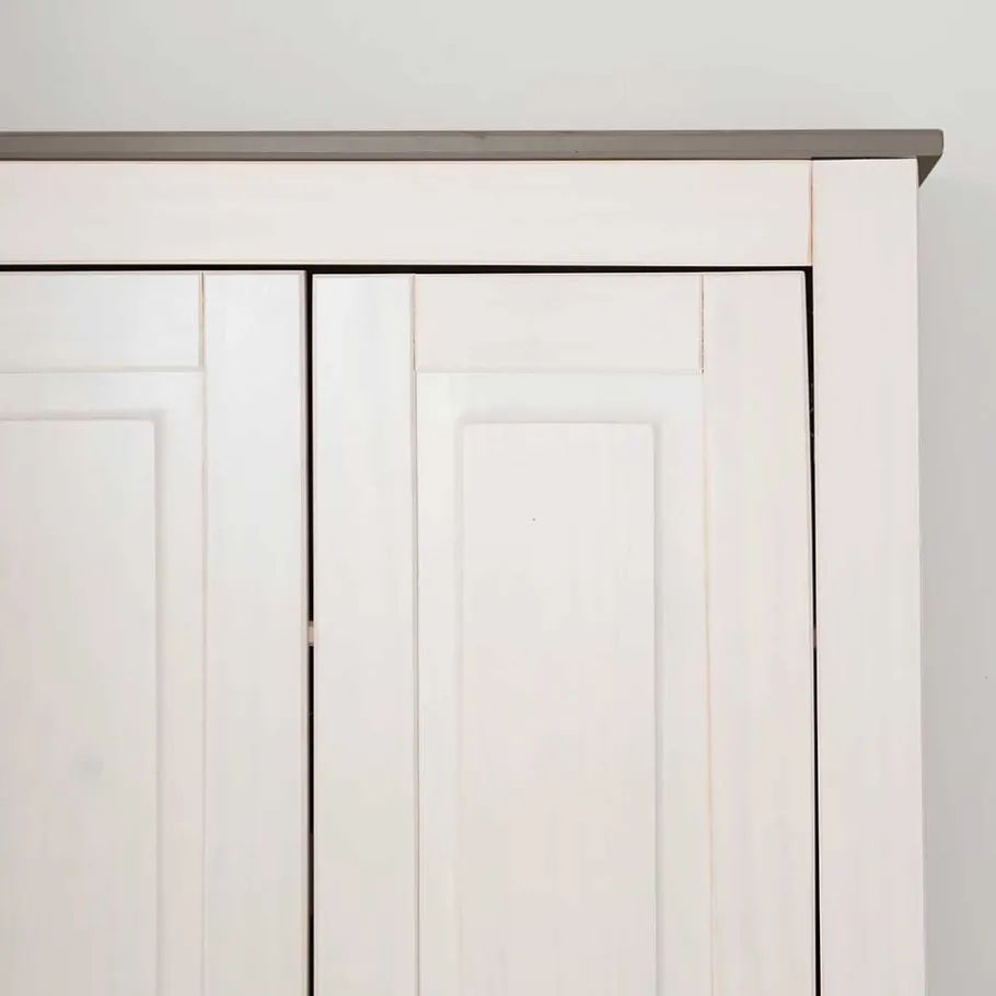 New Wohnen Dielenschrank in Weiß mit Grau - Lucasario