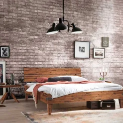 Wohnen Doppelbett aus Akazie mit Antik Finish - Caleena