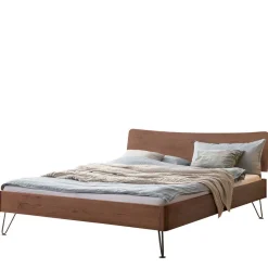 Wohnen Doppelbett aus Nussbaum mit Stahlfüßen - Gedessa