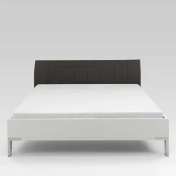 Hot Wohnen Doppelbett Elburg mit Polsterkopfteil in Grau Braun