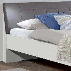 Hot Wohnen Doppelbett Elburg mit Polsterkopfteil in Grau Braun