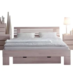 Discount Wohnen Doppelbett Harrison aus Buche Massivholz