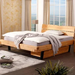 Wohnen Doppelbett mit Kufengestell aus Holz - Kalastania