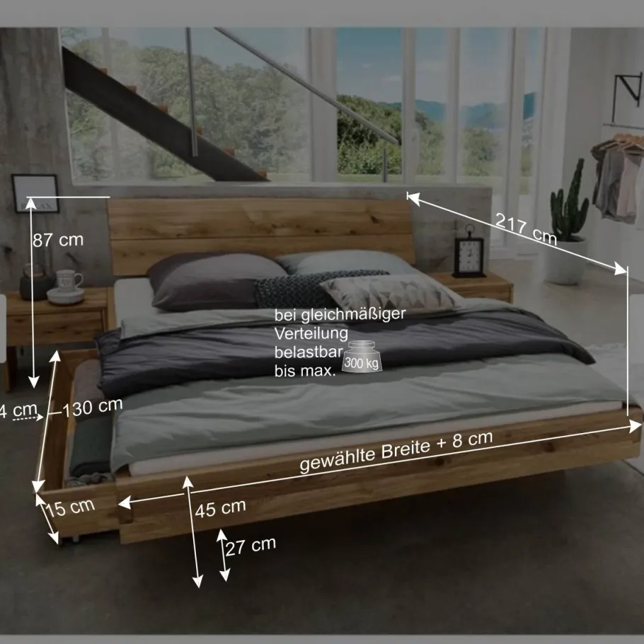 Sale Wohnen Doppelbett mit Nachtkonsolen Set - Aryvano (dreiteilig)