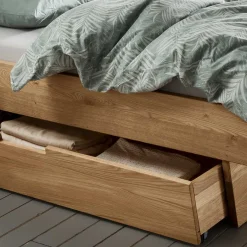 New Wohnen Doppelbett mit zwei Bettkästen aus Wildeiche - Zennian