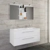 Outlet Wohnen Doppel-Waschbecken Waschtisch in Weiß - Matsu (zweiteilig)