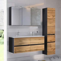 Sale Wohnen Doppel-Waschplatz & Badezimmerschränke - Endely (dreiteilig)