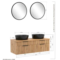 Sale Wohnen Doppel-Waschtisch & Lichtspiegel & Oberschrank - Crystoga (vierteilig)
