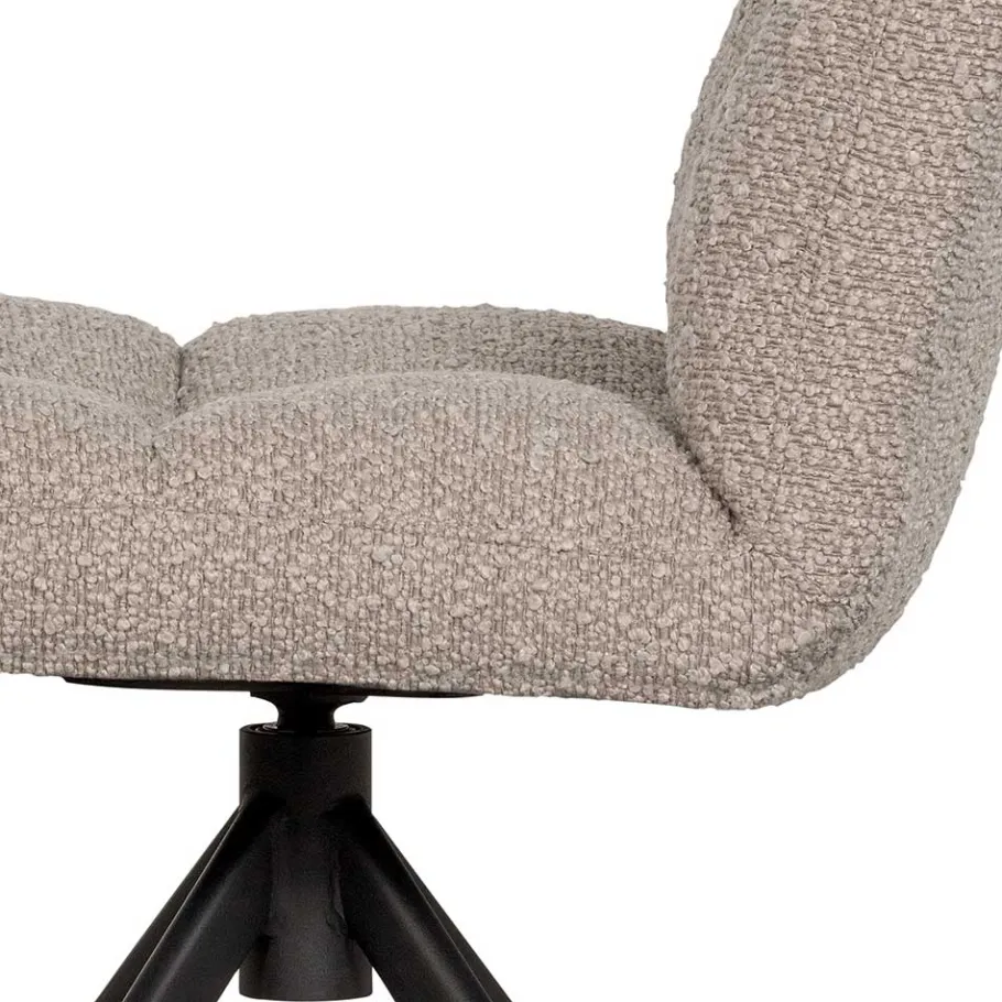 Discount Wohnen Drehbarer Polsterstuhl aus Boucle Stoff in Beige - Magan