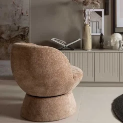 Best Wohnen Drehbarer Sessel mit Chenille Bezug in Beige - Lescalier