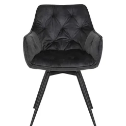 Discount Wohnen Drehbarer Stuhl in Anthrazit Velours - Ernestan (2er Set)