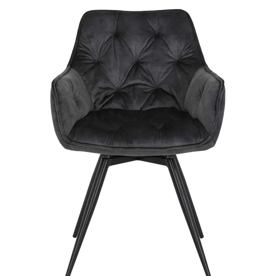 Discount Wohnen Drehbarer Stuhl in Anthrazit Velours - Ernestan (2er Set)