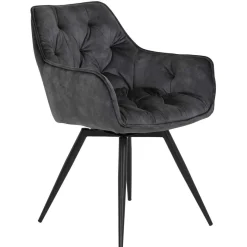 Discount Wohnen Drehbarer Stuhl in Anthrazit Velours - Ernestan (2er Set)
